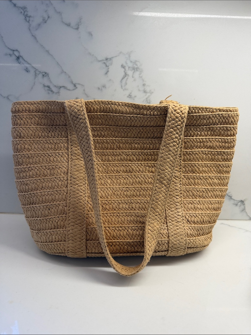 Draper James Woven Straw Tote in Natural Tan